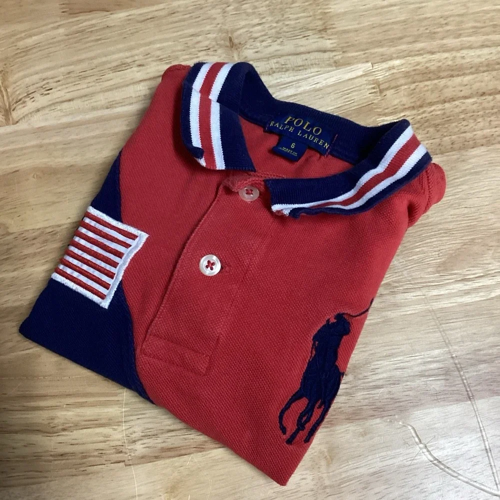 Boys Polo Ralph Lauren Big Pony Short Sleeve Golf Polo- 6‎